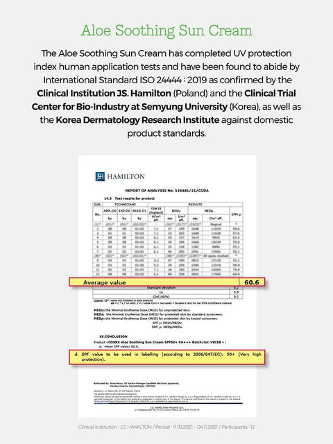 COSRX Aloe Soothing Sun Cream  SPF50+/ PA+++